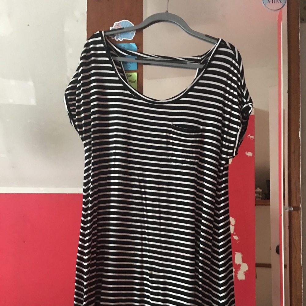 Black and white striped tshirt dress